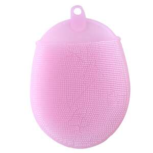 Pink silicone dishwashing sponge with scrubbing bristles - Dish sponge
