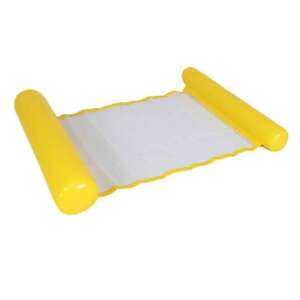 Yellow inflatable mesh pool float with pump - Beach mattress
