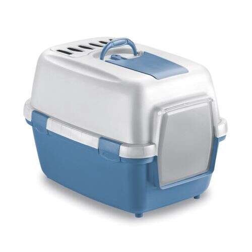STEFANPLAST WivaCat Praktikus fedett macska wc szűrővel és lapáttal fehér/kék 55x40x40cm
