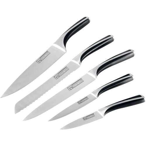 Carl Schmidt Sohn Lychen 5-teiliges Messerset, Edelstahl, schwarze Griffe