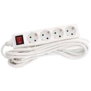 White 4-socket extension cord with switch, 5 meter long - Extension Cord