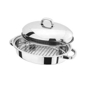 Tavă de copt Judge Specialty cu capac și grătar, oțel inoxidabil, 28x19x6 cm, argintiu - Judge