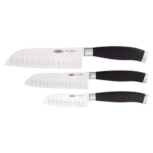 Stellar James Martin 3 db santoku kés készlet, rozsdamentes acél, 9/13/15 cm, ezüst/fekete