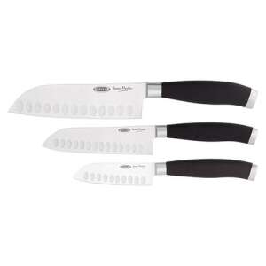 Set cuțite santoku Stellar James Martin 3 piese, oțel inoxidabil, 9/13/15 cm, argintiu/negru - Stellar