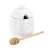 Judge Essentials honey pot with wooden honey dipper, white porcelain