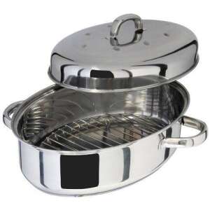Judge Speciality Roasting Dish with Lid and Removable Rack, Stainless Steel, 32x22x15 cm, Silver - Tray
