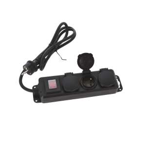 Predlžovací kábel FX TOOLS s 3 zásuvkami a vypínačom, kábel 1,4m, čierny - Predlžovacie šnúry