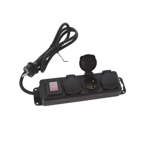 Predlžovací kábel FX TOOLS s 3 zásuvkami a vypínačom, kábel 1,4m, čierny