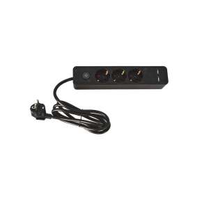 Predlžovací kábel FX TOOLS s 3 zásuvkami a 2 USB portami, 1,4 m kábel, čierny - Predlžovacie šnúry