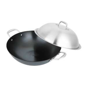 Wok żeliwny Carl Schmidt Sohn-Altena z pokrywką, 36x10 cm, srebrny - Carl Schmidt Sohn