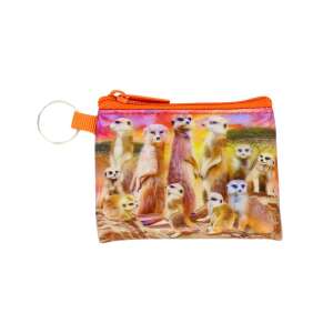 Portofel pentru copii Suricate 3D cu design de suricate, fermoar portocaliu, breloc - Portofele pentru copii