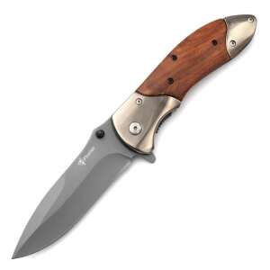 Foxter folding survival knife, 22 cm, stainless steel and wood, with belt clip - Pocket Knives and Folding Knife