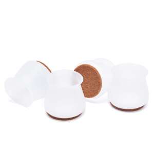 4 db fehér szilikon bútorláb védő filc betétekkel - Padlóvédő bútorláb alátét