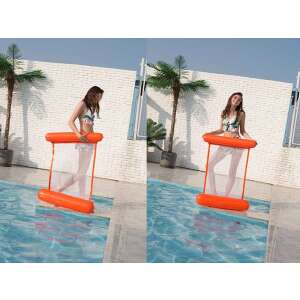 Orange inflatable pool float with mesh, perfect for relaxing in the water - Beach mattress