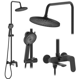 REA Marco Black Shower Set with overhead and hand shower - Shower set