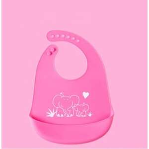 Rózsaszín szilikon baba előke elefánt mintával - Előke, büfikendő