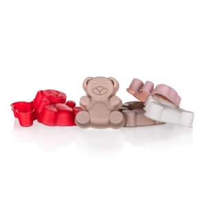 Set of 3 silicone bear shaped baking molds, red, pink, and white - Baking Mold