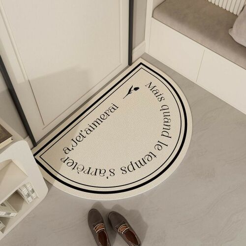 Half-circle indoor doormat with non-slip backing near entrance
