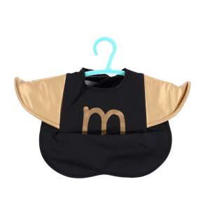 Schwarze wasserdichte Baby-Lätzchen mit goldenen Flügeln und Tasche, 'M' Logo - Füttern