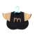 Black waterproof baby bib with gold wings and pocket, 'M' logo