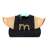 Black waterproof baby bib with gold wings and pocket, 'M' logo