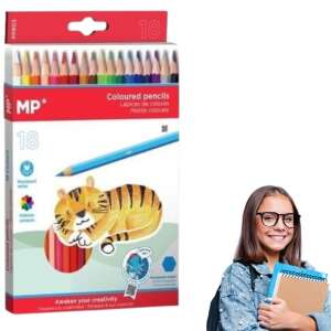 MP+ 18 Coloured Pencils, set of 18 colored pencils in a box, perfect for drawing and coloring - Colored Pencil