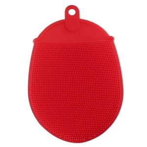Red silicone dishwashing sponge with scrubbing bristles - Dish sponge