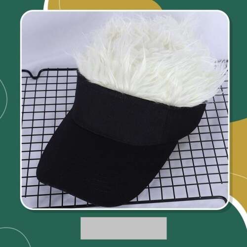 Fehér paróka napellenző sapka, vicces kalap, jelmez kiegészítő