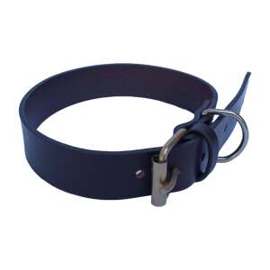 Brown leather dog collar with metal buckle and D-ring - Pet Collar