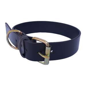 Black leather dog collar, adjustable, 70 x 4 cm, for medium and large dogs - Pet Collar