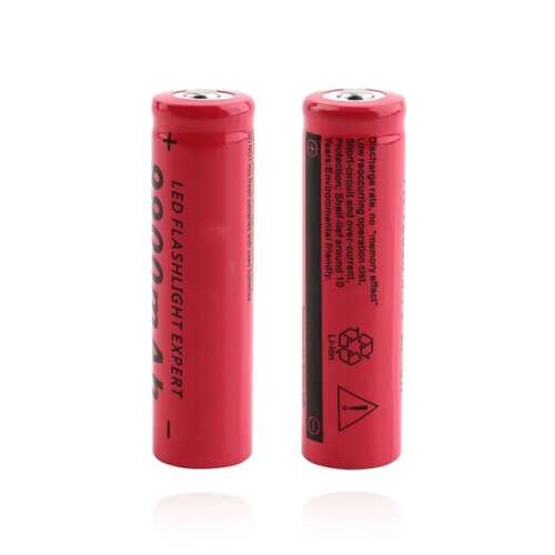 2x MRG MMMC 18650 3.7V 6800mAh Li-ion Rechargeable Battery for Electronic Cigarettes, Drills, Lasers, Flashlights, Red
