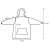Size chart for blue oversized wearable blanket with hood and pocket