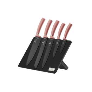 Berlinger Haus I-Rose Edition 6-piece knife set with magnetic stand, black blades and rose gold handles - Pocket Knives and Folding Knife