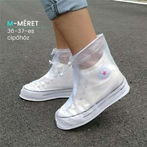 Waterproof shoe covers for women and men, size M (36-37), clear PVC, protect your shoes from rain, snow, mud, and dirt - Shoe cover