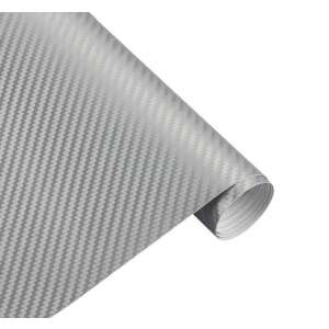 Szénszálas fólia, 127 x 15 cm, ezüst - Jármű fólia