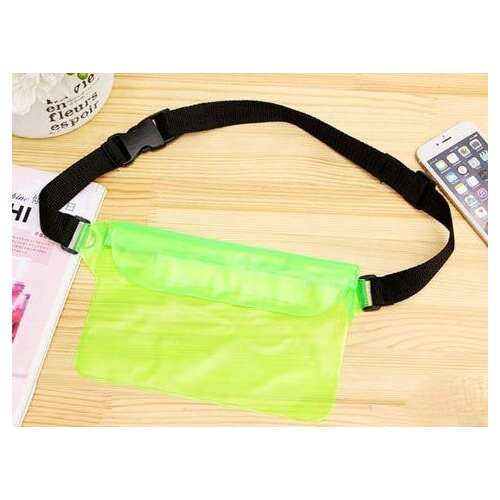 Zöld vízálló telefontok állítható pánttal, tökéletes úszáshoz, csónakázáshoz és vízi sportokhoz