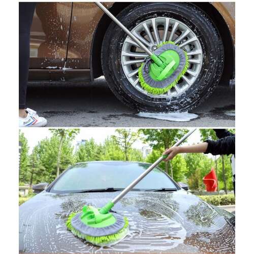 Perie de curățare din microfibre pentru spălare auto, telescopică cu mâner reglabil