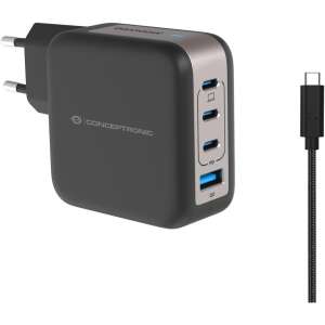 Conceptronic ALTHEA18B 3-portový USB-C nabíjačka do zásuvky s rýchlym nabíjaním, čierna - Sieťové adaptéry