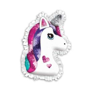 Wow Box Knot a Unicorn Plush, weißes Einhorn Plüschtier mit rosa, lila und blauen Pailletten, 3 Herzen und silbernem Horn - Musikinstrumente zum Spielen, Zeichentafeln, Schreibtafeln, Schreibwaren-Sets, Kreative Spiele, Maltafeln und Filzstifte