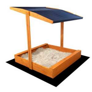 Csomagolássérült! - SandTropic fa Homokozó paddal és árnyékoló tetővel + Ajándék játék 120x120cm #barna