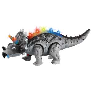 Triceratops dinoszaurusz játék fényekkel és hangokkal, járó, ordító, mozgatható fejjel és farokkal, gyerekeknek, lányoknak és fiúknak, 3 éves kortól - Nonbrand Interaktív gyerek játék