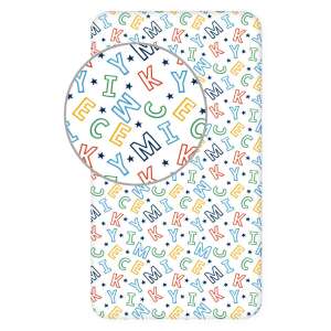 Disney Mickey Egér betűs gumis lepedő 90x200 cm, pamut lepedő - Jerry Fabrics