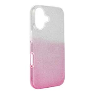 iPhone 16 pink und silber Glitzer Hülle, Shining Case Marke - Handyhüllen