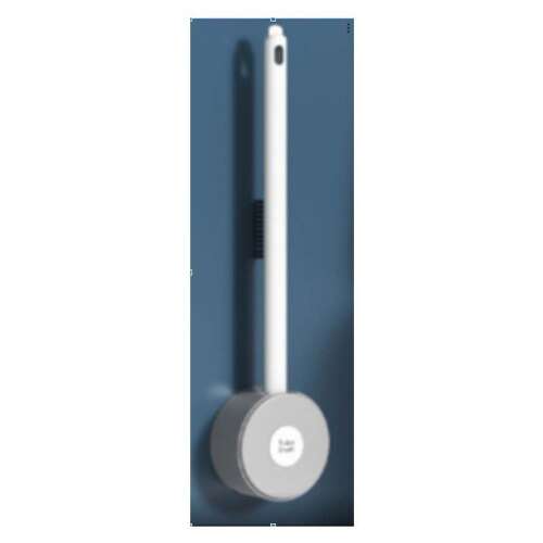 Fehér szilikon WC kefe tartóval, 2 az 1-ben, a WC tisztításához