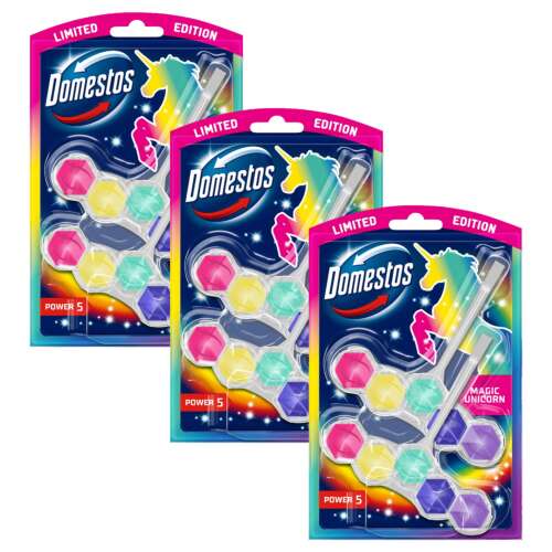Domestos Power5 WC frissítő blokk Magic Unicorn, limitált kiadás, 3 db-os csomag
