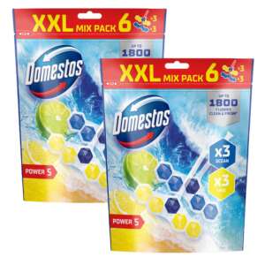 Domestos Power 5 Освежител за тоалетна XXL Mix Pack 6, Lime & Ocean, 12 x 50g - Почистващи продукти