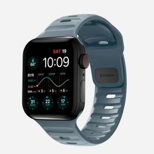 NOMAD Sport Strap Apple Watch szíj Marina Blue színben, 42/44/45/46/49 mm-es Apple Watch modellekhez, fekete Apple Watch-on - Okosóra szíj