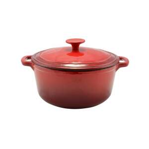 Red enameled cast iron pot with lid, 28cm diameter - Garden