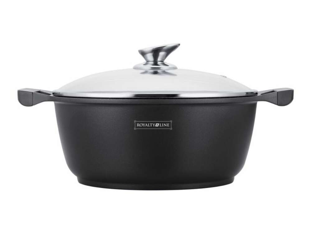 Oală marmorată cu capac 3.8L, 24 cm – Royalty Line BS24ML, curățare ușoară, antiaderentă
