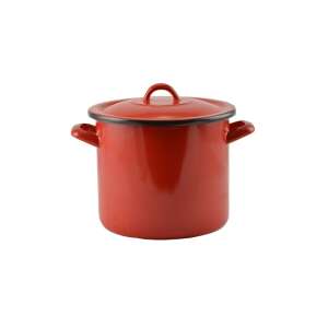 Zománcozott fazék fedővel, piros, 15 literes - Fazék